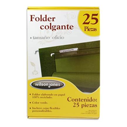 [P3631] Folder Colgante Acco Wilson Jones Oficio Color Verde Tradicional Caja C/25 Pzas