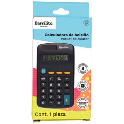 [7723G] Calculadora Barrilito Bolsillo 8 Digitos 1 Pza
