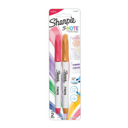 [2132979] Marcador Sharpie SNote Resaltador Blister Colores Surtidos C/2 Pzas