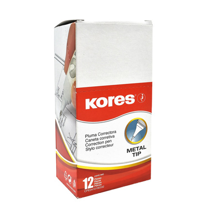 [833013] Pluma Correctora Kores Metal TIP 8MM Con12 Piezas