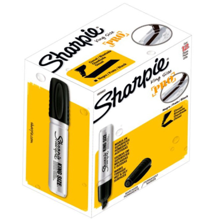 [1805603] Marcador Permanente Sharpie King Size Negro Punta Cincel C/12 Pzas