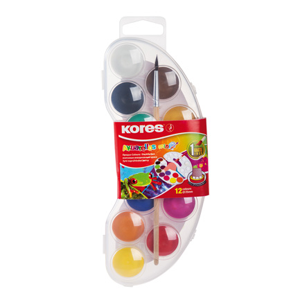 [301017] SET DE ACUARELAS MINI KORES 12 PASTILLAS CON PINCEL
