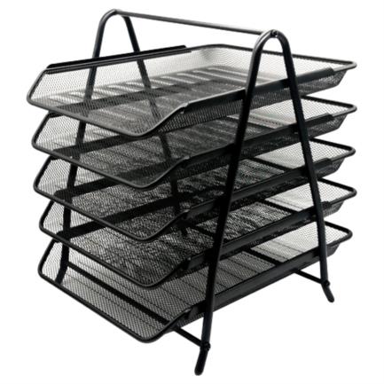[NE-162GN] Charola Organizadora Nextep Malla Metalica de 5 Niveles Negro Tipo Oficio