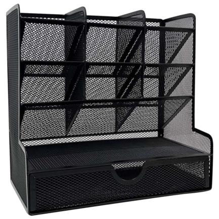 [NE-177X] Organizador Nextep Malla Metalica para Escritorio Multi Secciones con Cajon