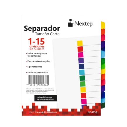 [NE-035Q] Separador Nextep Economico 15 Divisiones sin Numero
