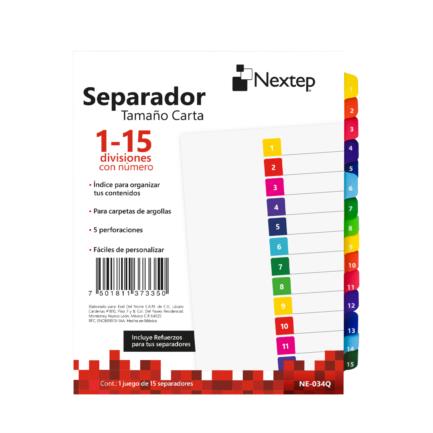 [NE-034Q] Separador Nextep Economico 15 Divisiones con Numero
