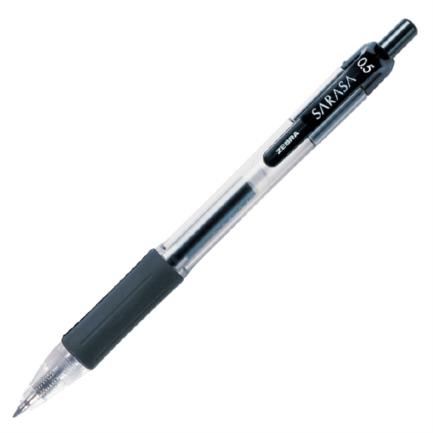[8850] Bolígrafo Zebra Sarasa Retráctil Punto Fino 0.5mm Tinta Gel Color Negro C/12 Pzas