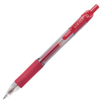 [8852] Bolígrafo Zebra Sarasa Retráctil Punto Fino 0.5mm Tinta Gel Color Rojo C/12 Pzas