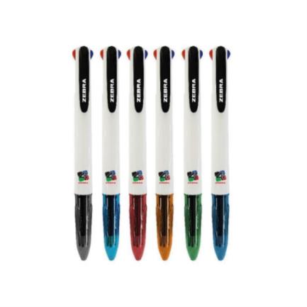 [7941-06] Bolígrafo Zebra 4 Color Retráctil Punto Mediano 1.0mm Colores Negro-Azul-Rojo-Verde C/12 Pzas