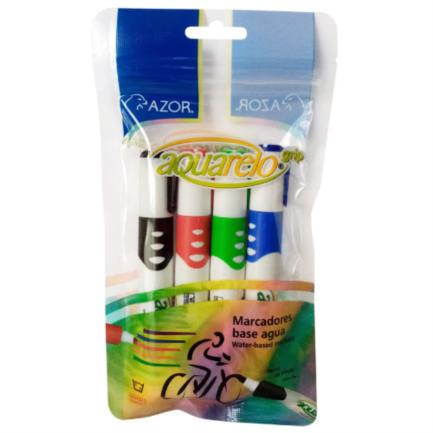 [2204] Marcador Aquarelo Grip Colores Surtidos Estuche C/4 Pzas