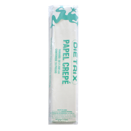 [3532] Papel crepe Dietrix 50 X 200 cms blanco paquete con 10 hojas