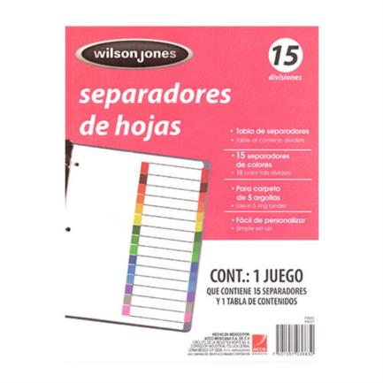 [P3683] SEPARADOR ACCO TAB 15 DIV SIN NUMERACIÓN