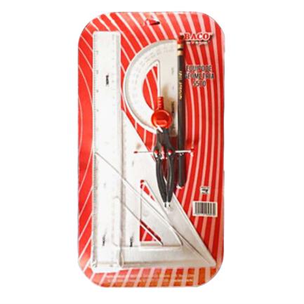 [EQ086] Juego Geometría Baco E-5570 (5070) con Compás Precision C-600