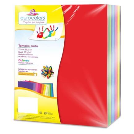 [EC0078] Papel Cortado Eurocolors Arcoiris Carta 1000H/Pqte 10 Colores