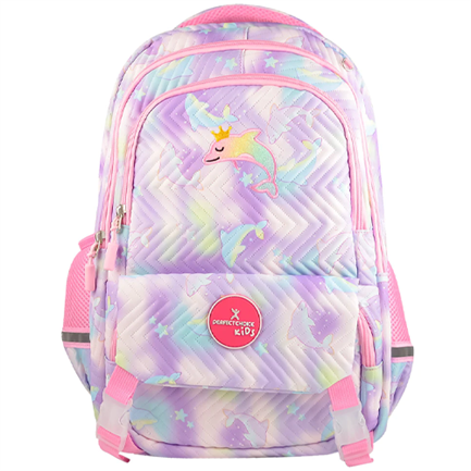 [PC-084433] Mochila Perfect Choice Escolar Para Niños Rosa Astro Delfín