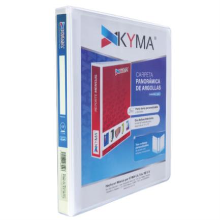 [CPKCBHO-050-BCO] Carpeta Panorámica Kyma de Vinil Tamaño Carta 1/2" Aro en "O" Blanca