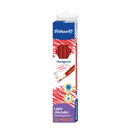 [30330313] Lápiz Checador Pelikan Rojo Carmín C/10 Pzas