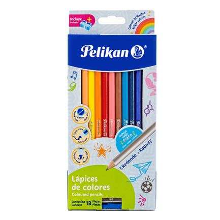 [30330300] Colores Pelikan Largos Redondos 4mm C/12 Pzas