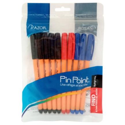 [6820NRA] Bolígrafo Azor Pin Point Redondo Punta Aguja Fina 0.7 Mm Colores Surtidos C/10
