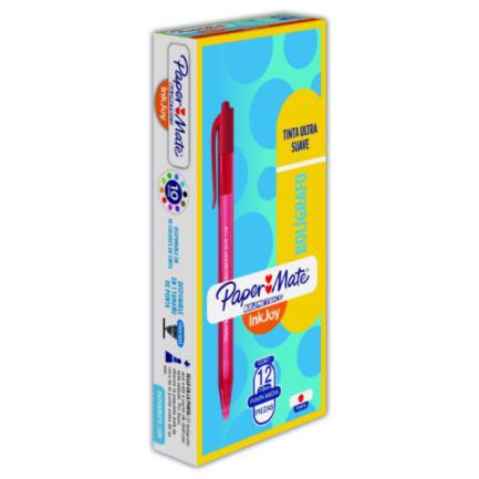 [2166762] Bolígrafo Papermate Kilométrico Retráctil Punto Fino 0.7mm Color Rojo Caja C/12 Pzas