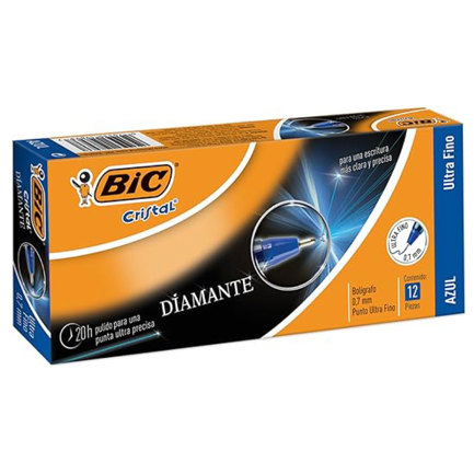[CNP-12AZ] Bolígrafo BIC Cristal Precisión y Suavidad Punto Ultra Fino 0.7mm Color Azul C/12 Pzas