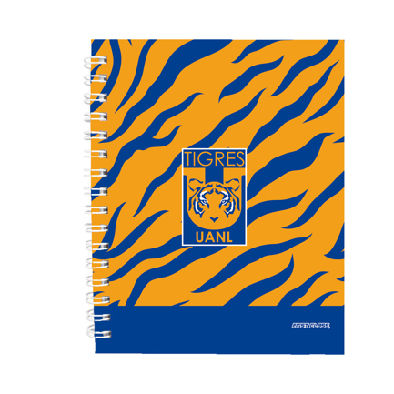 [5136] Libreta Dietrix First Class pasta dura doble arillo 80 hojas raya Club Tigres UANL modelo de corazon