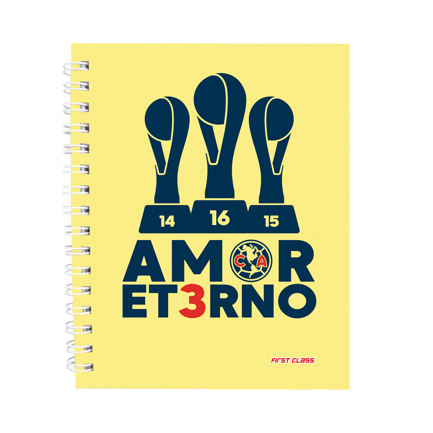 [5124] Libreta Dietrix First Class Pasta Dura  Doble Arillo  80 Hojas Raya Club America Modelo Amor Eterno
