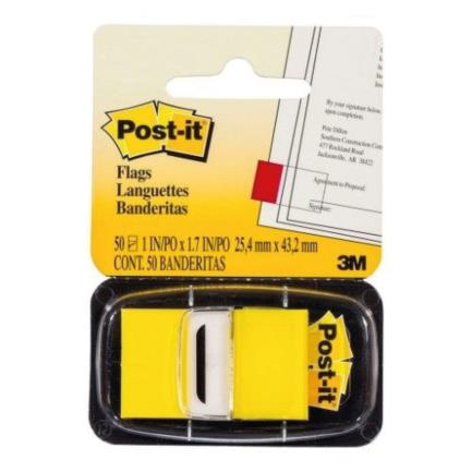 [680-5] Banderitas 3M 680 Post It Amarillo 12 Piezas c/50 Hojas c/u