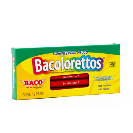 [MR125] Marcador Baco Plumin Bacoloretto Color Rojo C/12 Pzas