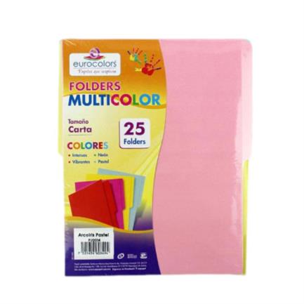 [PU0004] Folder Eurocolors Multicolor Arcoíris Pastel C/25 Pzas