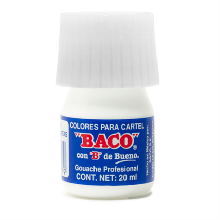 [PN025] PINTURA BACO P/CARTEL 20ML BLANCO P/LETRERO #72 C/10