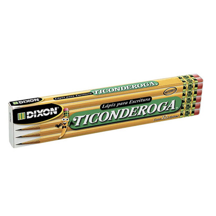 [2546] Lapiz dixon ticonderoga #2 hexagonal madera caja c/12 lapices