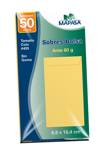 [IM0152] Sobre COIN Ante Mpasa 42KG Pegue al Centro Solapa Engomada 8.8x16.4cm 20 Pqte C/50 Sobres c/u