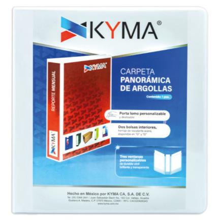 [CPKCBHD-150-BCA] Carpeta Panorámica Kyma de Vinil Tamaño Carta 1 1/2" Aro en "D" Blanca