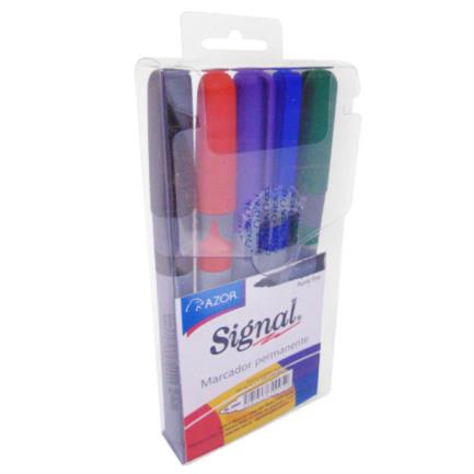 [30653] Marcador Permanente Signal Fino Punta 1.5mm Colores Surtidos Estuche C/5 Pzas