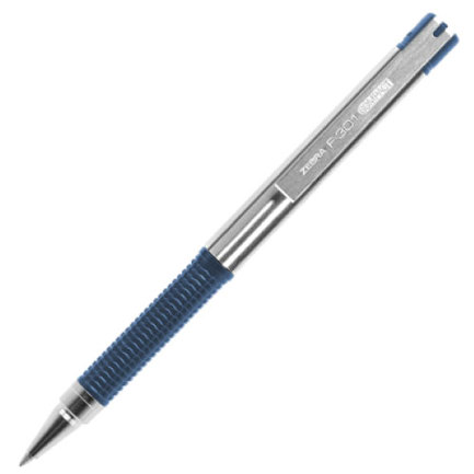 [705AZLFNC012] Boligrafo F-301 compac grip azul punto fino tinta negra cuerpo de Acero inoxidable caja c/12
