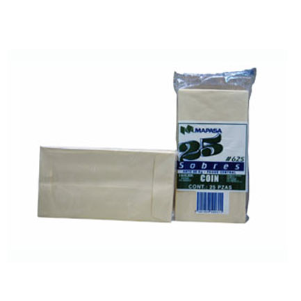 [IM0123] Sobre COIN-605 Kraft Mapasa 60Kg Pegue Bilateral Solapa sin Engomar 8.8x16.4cm Pqte C/1000