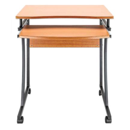 [207812] Escritorio Manhattan Compacto con Ruedas Bandeja Deslizable para Teclado Color Café Claro