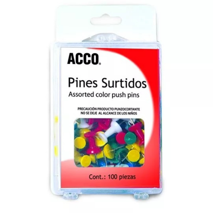 [P1167] PIN ACCO PLASTICO SURTIDO C/100