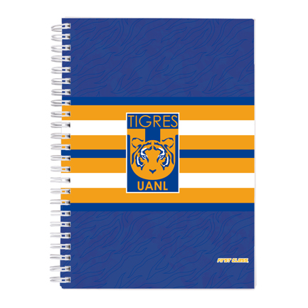 [5138] Cuaderno Profesional Dietrix First Class Pasta Dura Doble Arillo 80 Hojas Raya Club Tigres de La Uanl Modelo Uanl