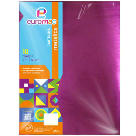 [MT0003] Cartulina Metalica Euromac Obispo 47.5 X 66 cms Bolsa c/10 hojas