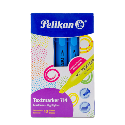 [30165008] Marcador Resaltador Pelikan Textmarker 714 Color Azul C/10 Pzas