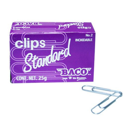 [CL002] Clip Baco Estándar #2 Galvanizado Paquete c/10 Cajas c/100 Clips C/U