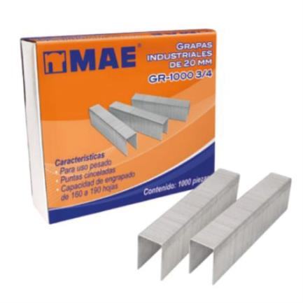[GR-1000 #3/4] Grapa de Uso Pesado MAE 3/4 160 a 190 Hojas Caja/1000 Pzas