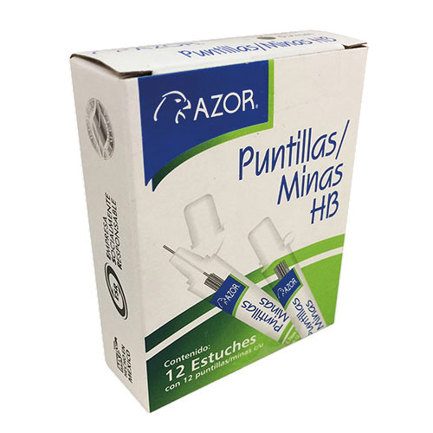 [6407] Puntillas Azor HB 0.7mm Caja C/12 Tubos C/12 Puntillas C/U