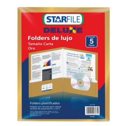 [PY1118] Folder Starfile Plast Carta Dorado 23.5 x 29.5cm Mult 12P Paquete 5