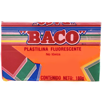 [PL017] Plastilina Baco Marqueta No.65 Color Naranja Fluorescente 180gr