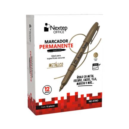 [NE-070O] Marcador Nextep Permanente Punta Fina 2mm Oro C/12