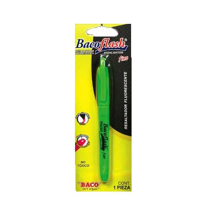 [MR108] RESALTADOR BACOFLASH DELGADO VERDE PQTE/10