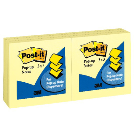 [70007038519] Notas Adhesivas 3M Post it Pop-Up Amarillas 3x3 Paquete C/5 Blocks de 100 hojas